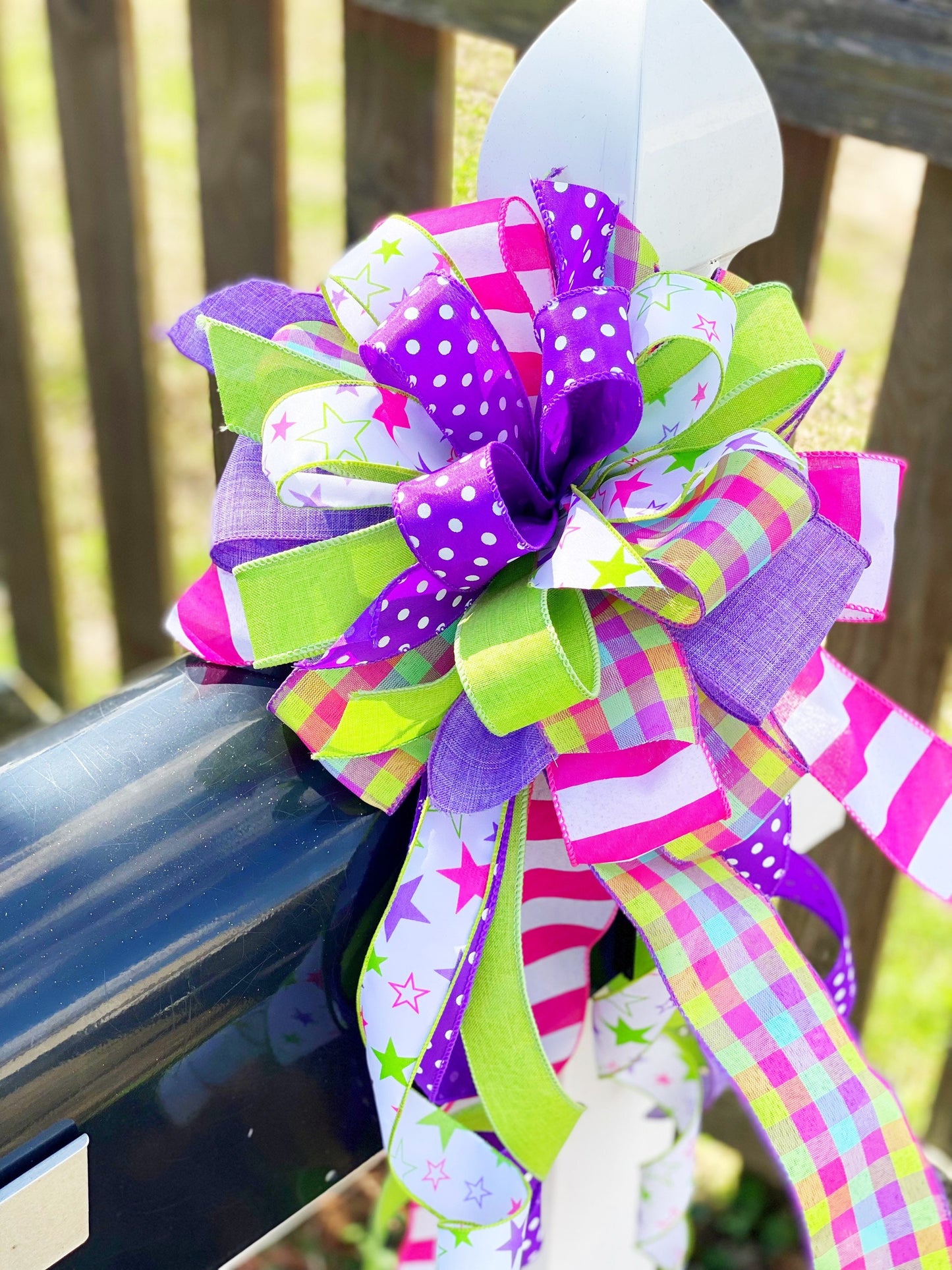 Everyday Collection - Spring Bow, Spring,Large Bow,Mailbox Bow,Wreath Bow,Lavender Ribbon,Yellow Ribbon,Stars,Star Ribbon,Decor,Bow,Bows