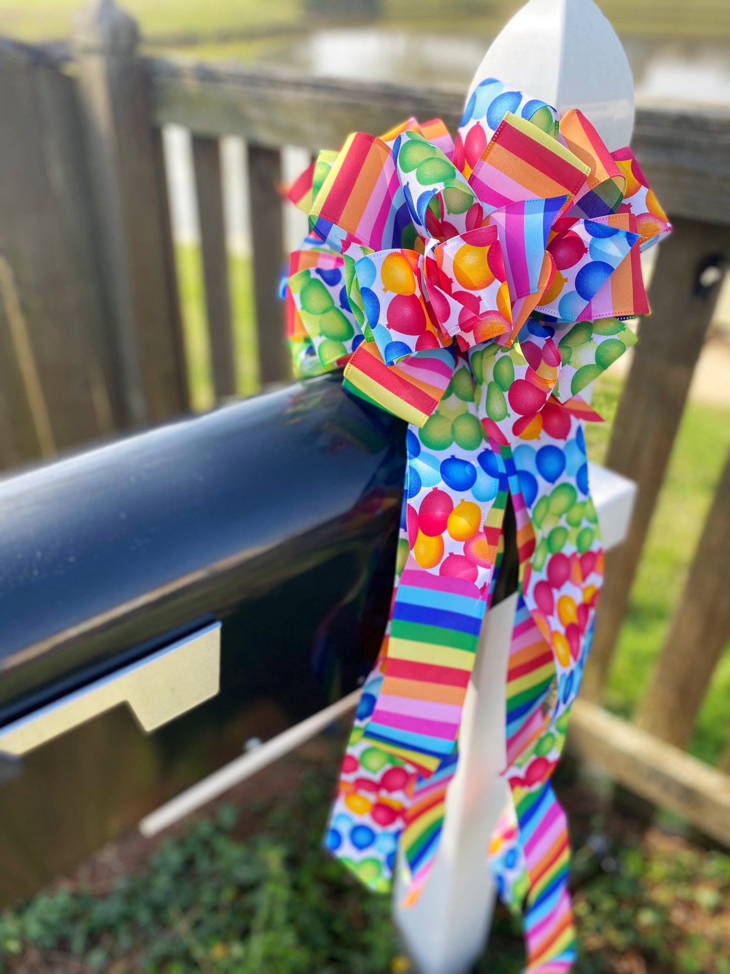 Birthday Bow Featuring Balloons, Balloons, and More Balloons!! Perfect for Mailbox, Door, and Wreath.